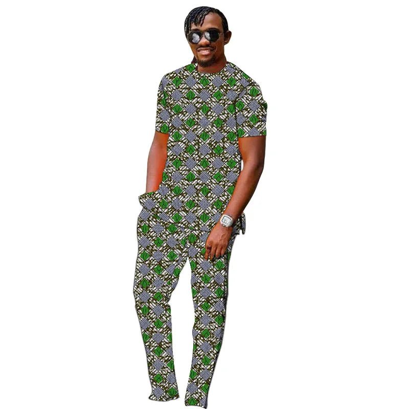 Men’s African Couture Outfit – Ankara Print Top & Pants Set - Free Delivery Worldwide only at Flexi Africa