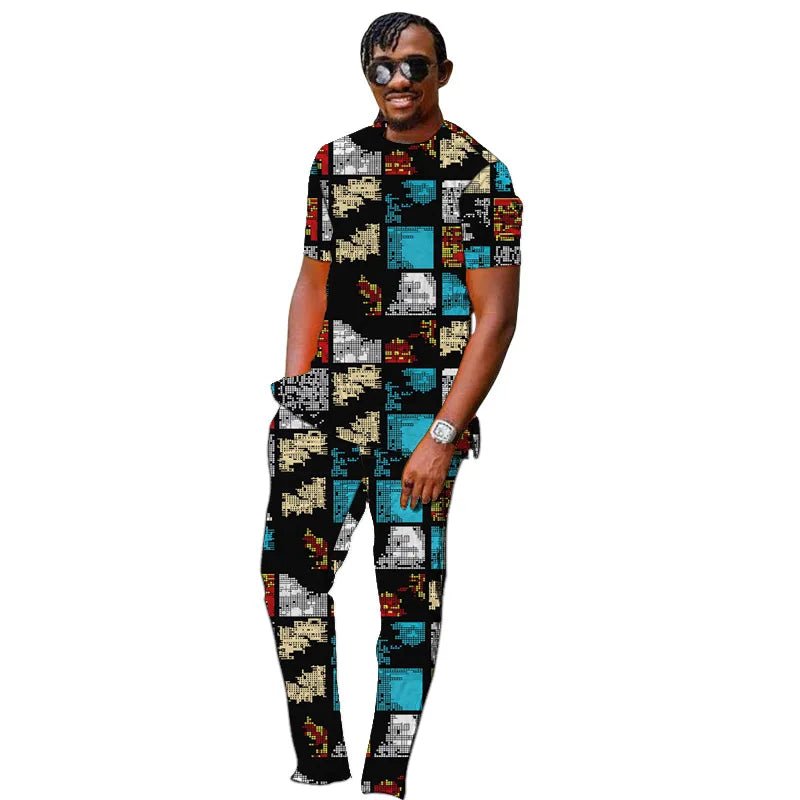 Men’s African Couture Outfit – Ankara Print Top & Pants Set - Free Delivery Worldwide only at Flexi Africa