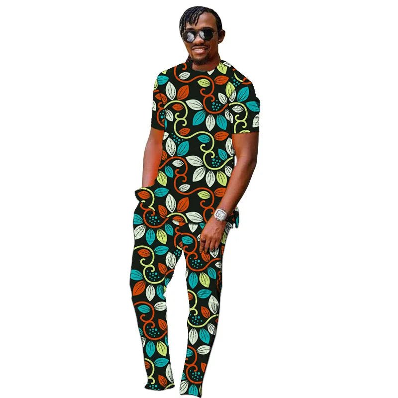 Men’s African Couture Outfit – Ankara Print Top & Pants Set - Free Delivery Worldwide only at Flexi Africa