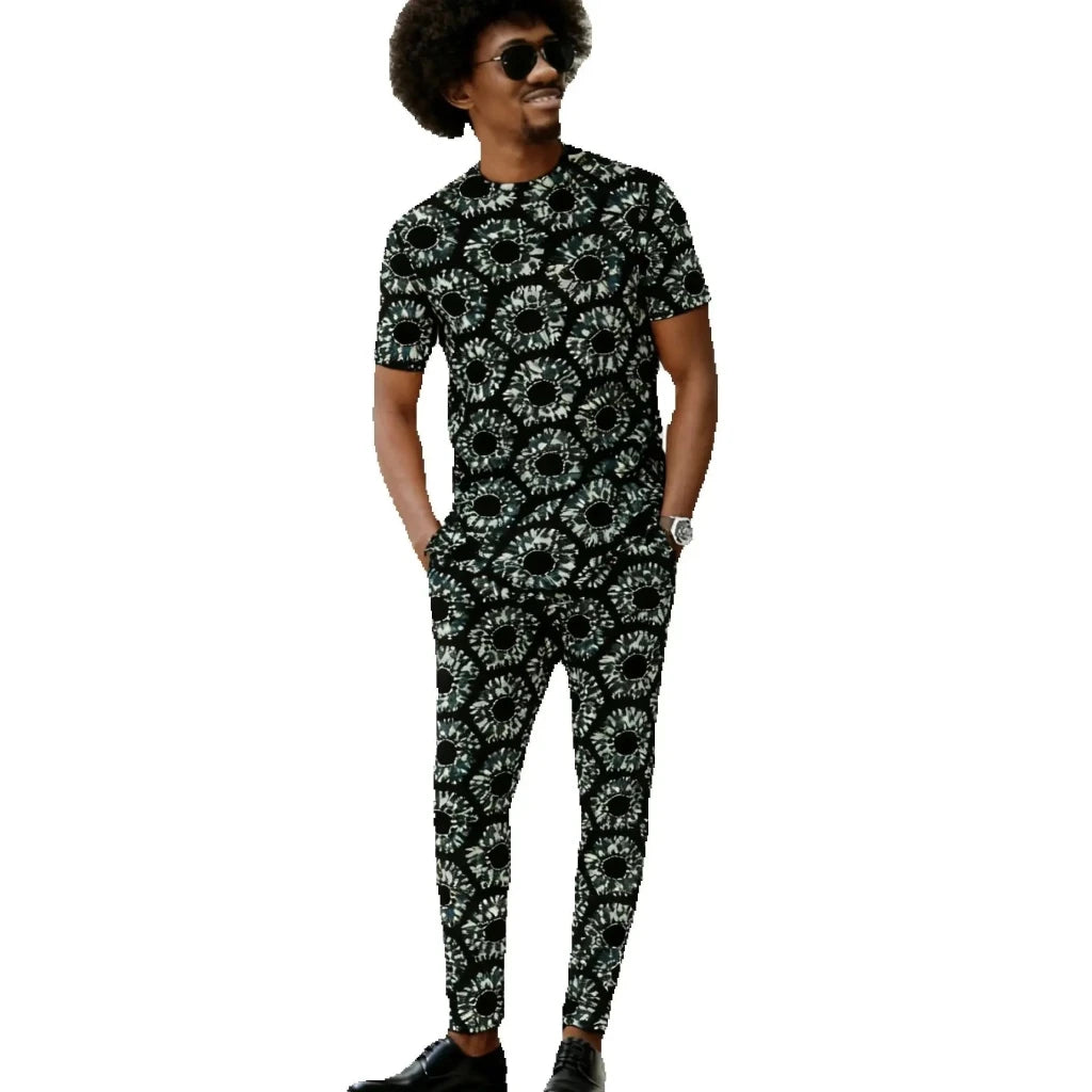 Men’s African Couture Outfit – Ankara Print Top & Pants Set - Free Delivery Worldwide only at Flexi Africa