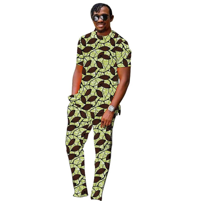Men’s African Couture Outfit – Ankara Print Top & Pants Set - Free Delivery Worldwide only at Flexi Africa