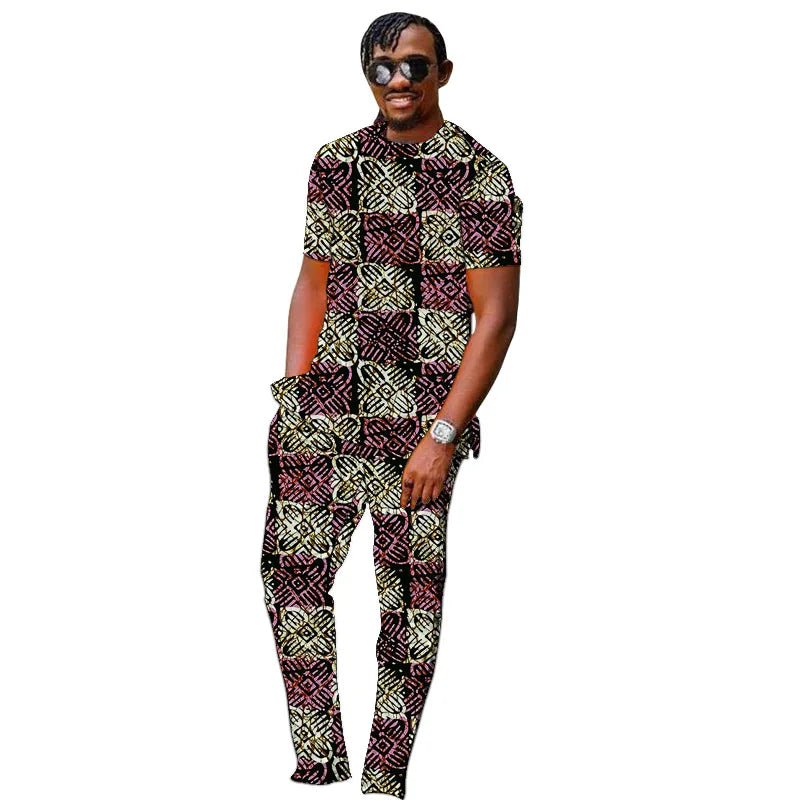 Men’s African Couture Outfit – Ankara Print Top & Pants Set - Free Delivery Worldwide only at Flexi Africa