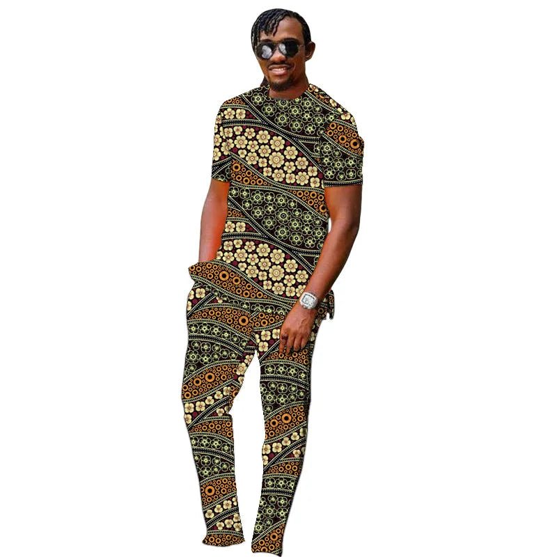 Men’s African Couture Outfit – Ankara Print Top & Pants Set - Free Delivery Worldwide only at Flexi Africa