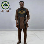 Men's African Dashiki 2-Piece Set – Quarter Sleeve Shirt & Trousers - Free Delivery Worldwide only at Flexi Africa