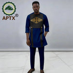 Men's African Dashiki 2-Piece Set – Quarter Sleeve Shirt & Trousers - Free Delivery Worldwide only at Flexi Africa
