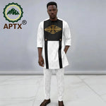 Men's African Dashiki 2-Piece Set – Quarter Sleeve Shirt & Trousers - Free Delivery Worldwide only at Flexi Africa