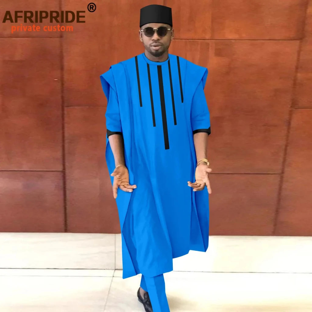 Men’s African Dashiki Agbada Shirt, Pants & Tribal Hat 3PC Set – Traditional Formal Attire - Free Delivery Worldwide only at Flexi Africa
