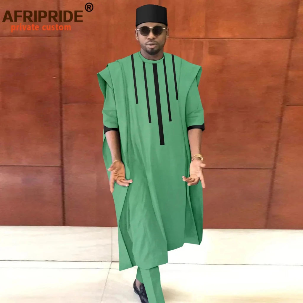 Men’s African Dashiki Agbada Shirt, Pants & Tribal Hat 3PC Set – Traditional Formal Attire - Free Delivery Worldwide only at Flexi Africa