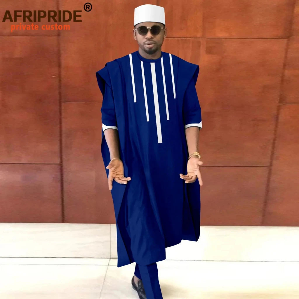 Men’s African Dashiki Agbada Shirt, Pants & Tribal Hat 3PC Set – Traditional Formal Attire - Free Delivery Worldwide only at Flexi Africa