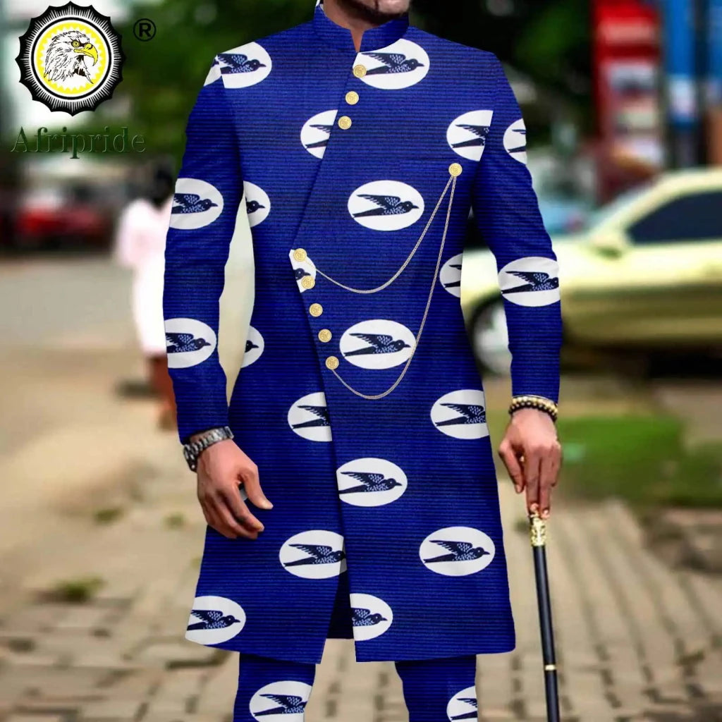 Men’s African Dashiki Suit – Printed Jacket and Ankara Pants 2-Piece Wedding Attire - Free Delivery Worldwide only at Flexi Africa