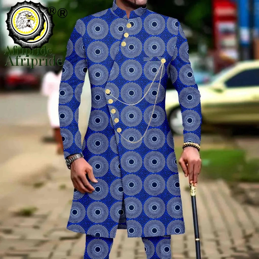 Men’s African Dashiki Suit – Printed Jacket and Ankara Pants 2-Piece Wedding Attire - Free Delivery Worldwide only at Flexi Africa