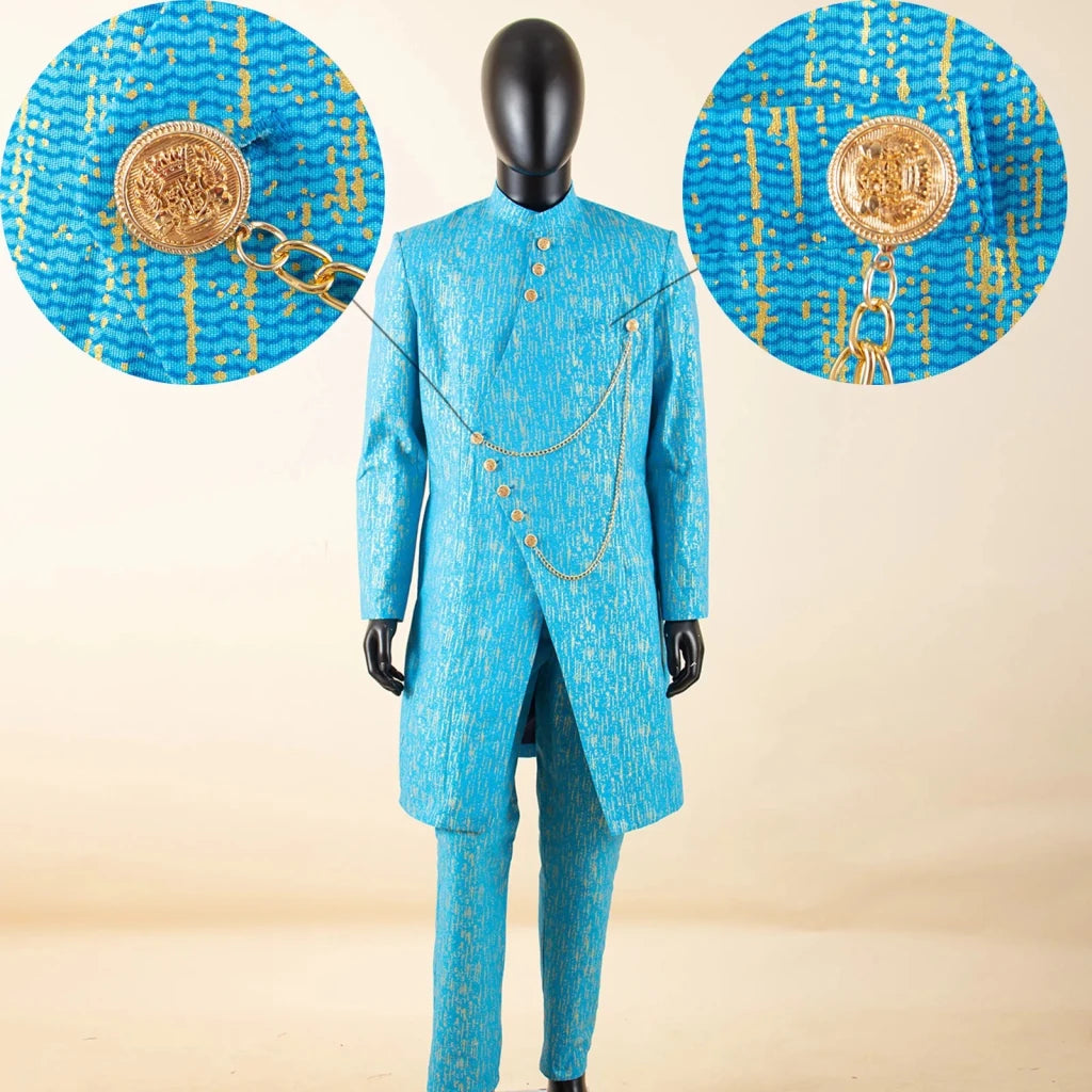 Men’s African Dashiki Suit – Printed Jacket and Ankara Pants 2-Piece Wedding Attire - Free Delivery Worldwide only at Flexi Africa