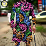 Men’s African Dashiki Suit – Printed Jacket and Ankara Pants 2-Piece Wedding Attire - Free Delivery Worldwide only at Flexi Africa