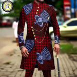 Men’s African Dashiki Suit – Printed Jacket and Ankara Pants 2-Piece Wedding Attire - Free Delivery Worldwide only at Flexi Africa
