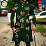 Men’s African Dashiki Suit – Printed Jacket and Ankara Pants 2-Piece Wedding Attire - Free Delivery Worldwide only at Flexi Africa