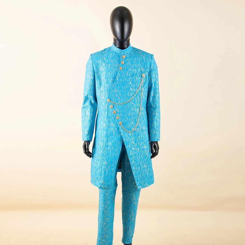 Men’s African Dashiki Suit – Printed Jacket and Ankara Pants 2-Piece Wedding Attire - Free Delivery Worldwide only at Flexi Africa