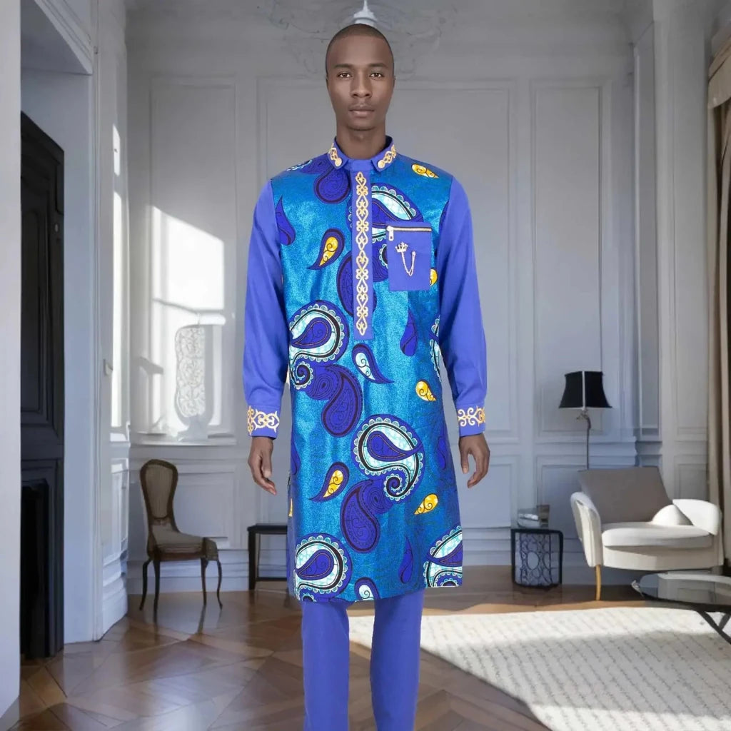 Men’s African Embroidered 2PC Shirt and Pants Set - Free Delivery Worldwide only at Flexi Africa