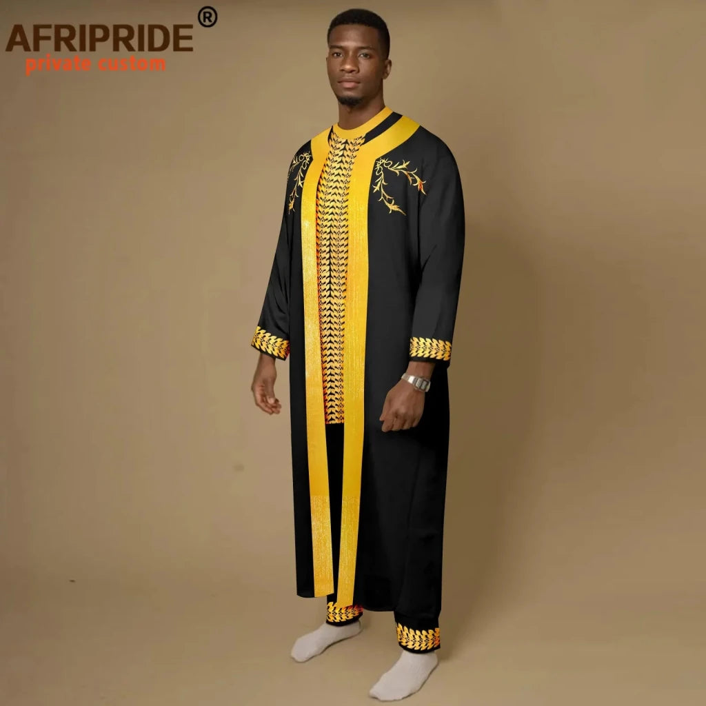 Men’s African Embroidered Agbada 3PC Set – Traditional Dashiki Robe, Shirt & Pants for Weddings - Free Delivery Worldwide only at Flexi Africa
