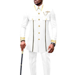Men’s African Embroidered Cotton Set – Ethnic Casual Jacket & Pants Outfit - Free Delivery Worldwide only at Flexi Africa