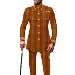 Men’s African Embroidered Cotton Set – Ethnic Casual Jacket & Pants Outfit - Free Delivery Worldwide only at Flexi Africa