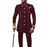 Men’s African Embroidered Cotton Set – Ethnic Casual Jacket & Pants Outfit - Free Delivery Worldwide only at Flexi Africa