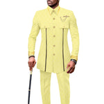 Men’s African Embroidered Cotton Set – Ethnic Casual Jacket & Pants Outfit - Free Delivery Worldwide only at Flexi Africa