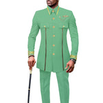 Men’s African Embroidered Cotton Set – Ethnic Casual Jacket & Pants Outfit - Free Delivery Worldwide only at Flexi Africa