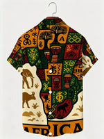 Men's African-Inspired Short-Sleeve Print Shirt - Free Delivery Worldwide only at Flexi Africa