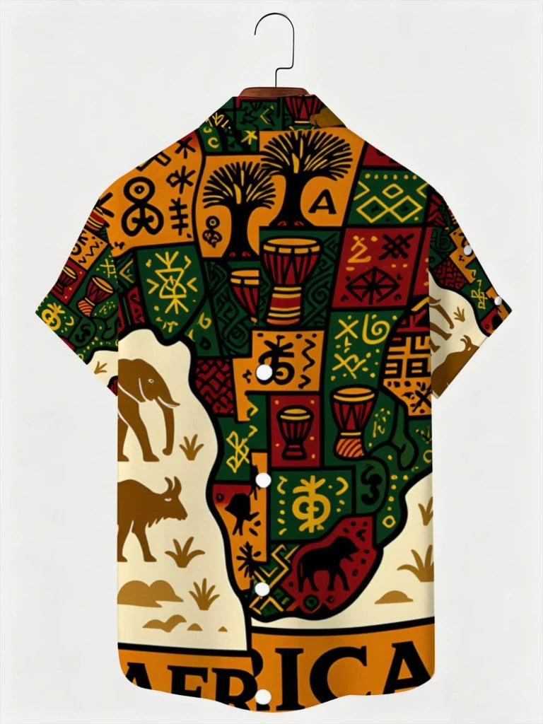 Men's African-Inspired Short-Sleeve Print Shirt - Free Delivery Worldwide only at Flexi Africa