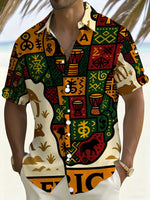 Men's African-Inspired Short-Sleeve Print Shirt - Free Delivery Worldwide only at Flexi Africa