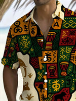 Men's African-Inspired Short-Sleeve Print Shirt - Free Delivery Worldwide only at Flexi Africa