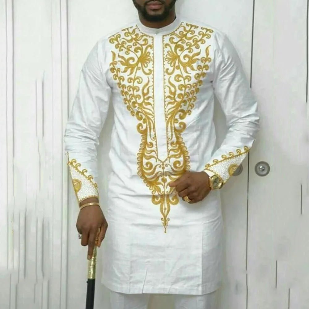 Men’s African Kaftan 2PC Suit – Solid Color Casual & Business Wear - Free Delivery Worldwide only at Flexi Africa