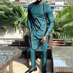 Men’s African Kaftan 2PC Suit – Solid Color Casual & Business Wear - Free Delivery Worldwide only at Flexi Africa