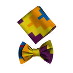 Men’s African Print Cotton Bow Tie and Kerchief – Bohemian Style Gift Set - Free Delivery Worldwide only at Flexi Africa