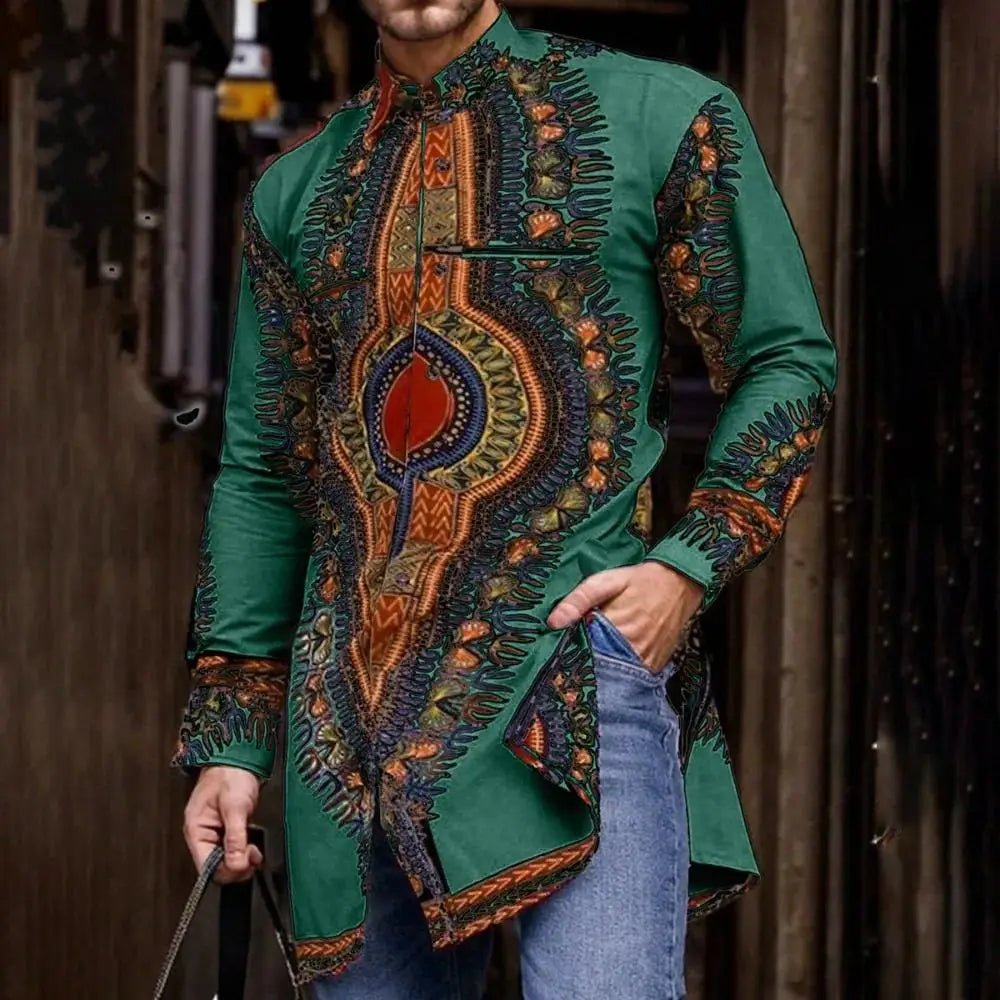 Men's African Print Dashiki-Style Shirt - Free Delivery Worldwide only at Flexi Africa