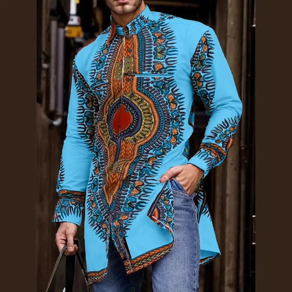 Men's African Print Dashiki-Style Shirt - Free Delivery Worldwide only at Flexi Africa