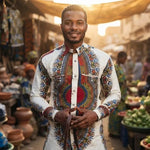 Men's African Print Dashiki-Style Shirt - Free Delivery Worldwide only at Flexi Africa