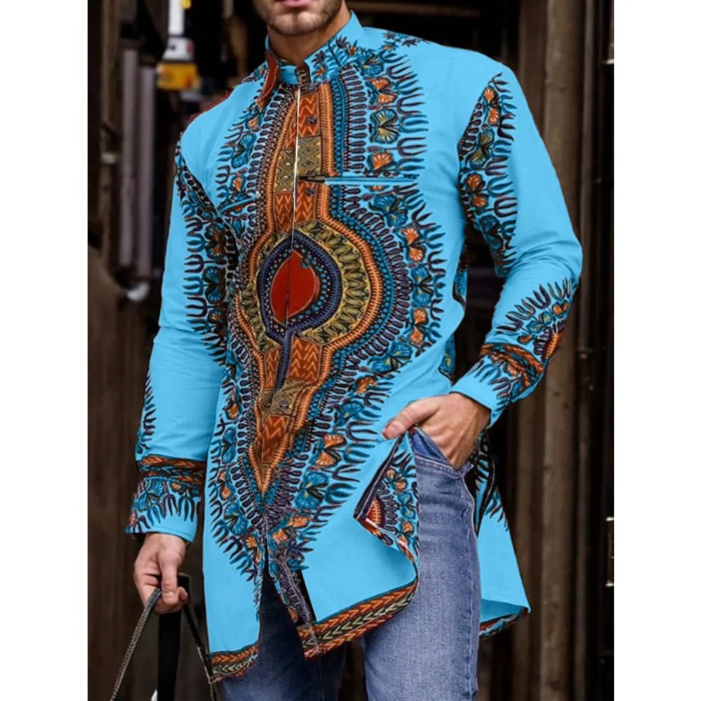 Men's African Print Dashiki-Style Shirt - Free Delivery Worldwide only at Flexi Africa