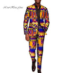 Men’s African Traditional 2PC Suit – Long Sleeve Blazer & Pants Set, Stylish Party Outfit - Free Delivery Worldwide only at Flexi Africa
