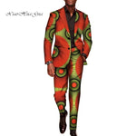 Men’s African Traditional 2PC Suit – Long Sleeve Blazer & Pants Set, Stylish Party Outfit - Free Delivery Worldwide only at Flexi Africa