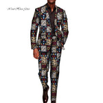 Men’s African Traditional 2PC Suit – Long Sleeve Blazer & Pants Set, Stylish Party Outfit - Free Delivery Worldwide only at Flexi Africa