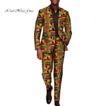 Men’s African Traditional 2PC Suit – Long Sleeve Blazer & Pants Set, Stylish Party Outfit - Free Delivery Worldwide only at Flexi Africa