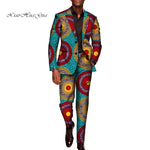 Men’s African Traditional 2PC Suit – Long Sleeve Blazer & Pants Set, Stylish Party Outfit - Free Delivery Worldwide only at Flexi Africa
