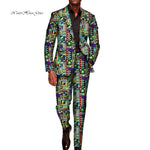 Men’s African Traditional 2PC Suit – Long Sleeve Blazer & Pants Set, Stylish Party Outfit - Free Delivery Worldwide only at Flexi Africa