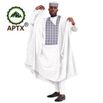 Men's Agbada 4-Piece Set – Dashiki Embroidered Robe, Shirt, Trousers & Hat - Free Delivery Worldwide only at Flexi Africa