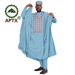 Men's Agbada 4-Piece Set – Dashiki Embroidered Robe, Shirt, Trousers & Hat - Free Delivery Worldwide only at Flexi Africa