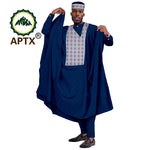 Men's Agbada 4-Piece Set – Dashiki Embroidered Robe, Shirt, Trousers & Hat - Free Delivery Worldwide only at Flexi Africa