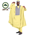 Men's Agbada 4-Piece Set – Dashiki Embroidered Robe, Shirt, Trousers & Hat - Free Delivery Worldwide only at Flexi Africa
