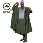 Men's Agbada 4-Piece Set – Dashiki Embroidered Robe, Shirt, Trousers & Hat - Free Delivery Worldwide only at Flexi Africa