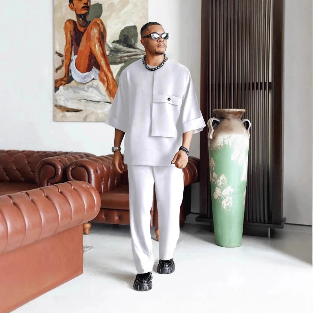 Men's Dashiki Kaftan Two-Piece Wedding Set - Free Delivery Worldwide only at Flexi Africa
